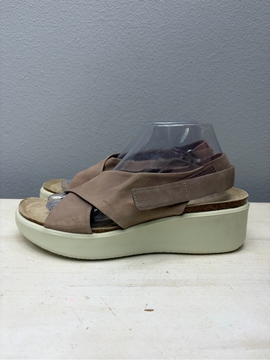 Ecco Shoes - Ecco Pink Suede Corksphere Wedge Sandals Size 10